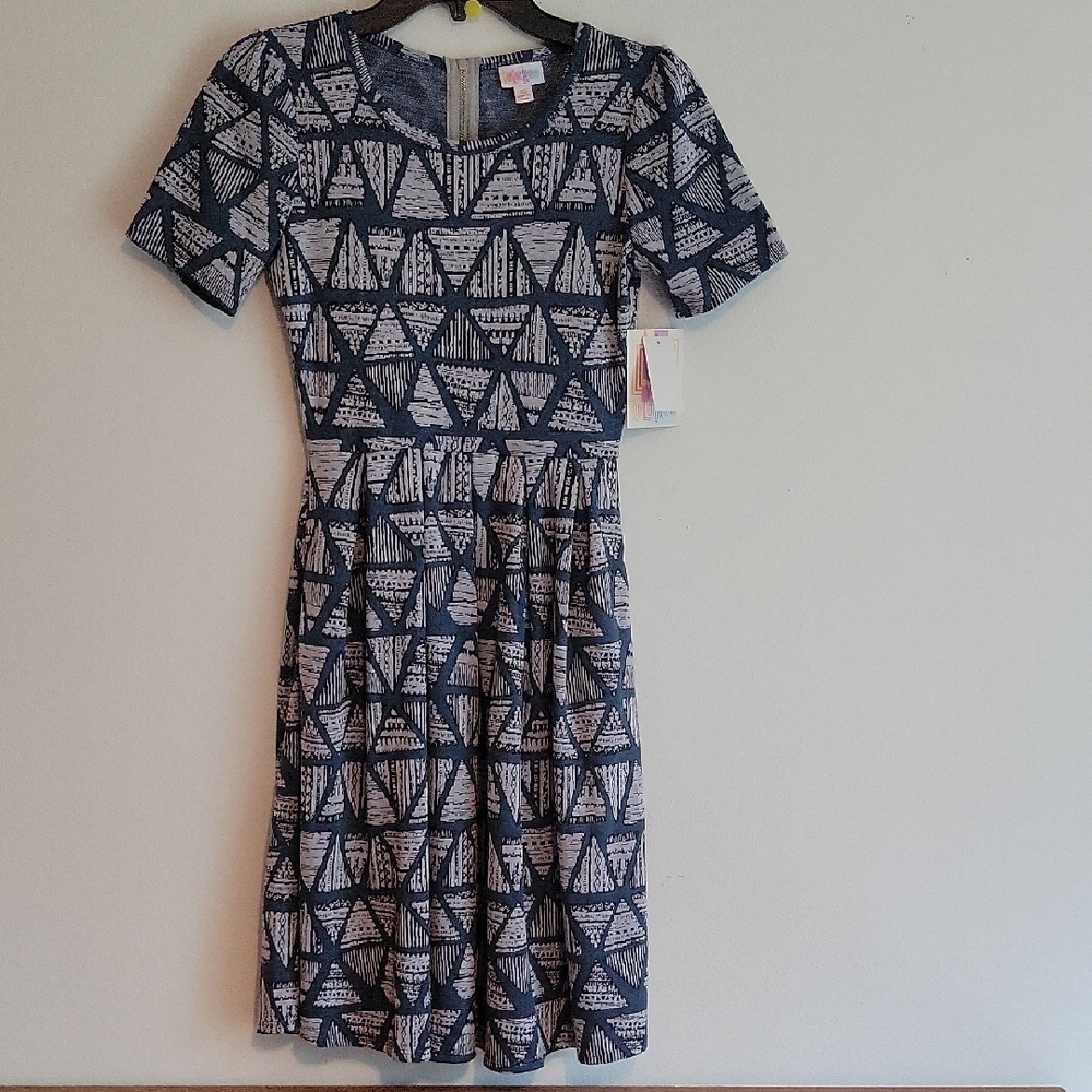 LuLaRoe Navy Geometric Midi Dress